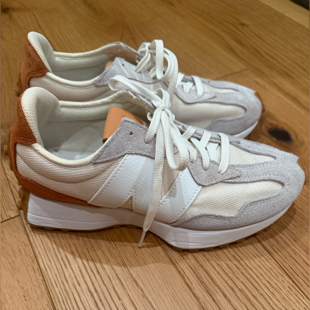 White and Tan Sneakers